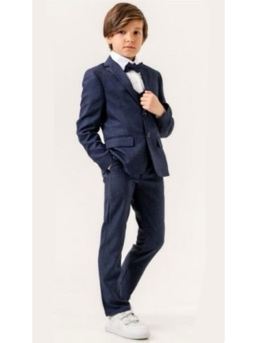Официален костюм за момче от 5 части в тъмносиньо-сако, панталон, риза