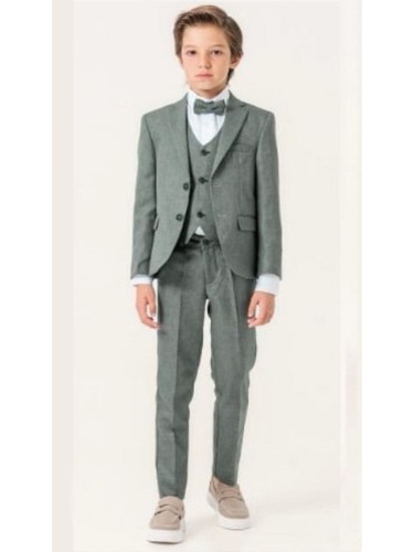 Официален костюм за момче от 5 части в зелено - сако, панталон, риза, 