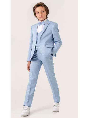 Официален костюм за момче от 5 части в светлосиньо -сако, панталон, ри