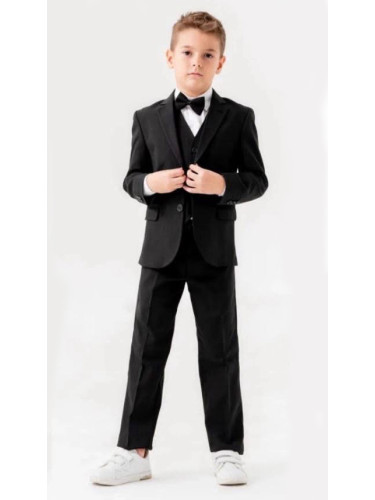 Официален костюм за момче от 5 части в черно - сако, панталон, риза, е