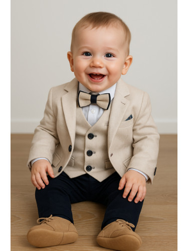 Официален детски костюм за момче от 5 части с панталон в тъмносиньо