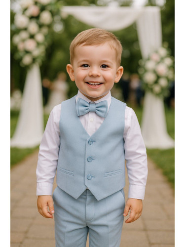 Официален детски комплект за момче в светлосиньо от 4 части панталон,