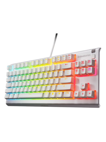  Гейминг клавиатура SteelSeries - Apex 3 TKL, RGB, бяла