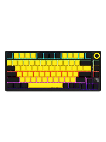  Механична клавиатура Lorgar - KBP7075W, безжична, Linear, RGB, черна/жълта