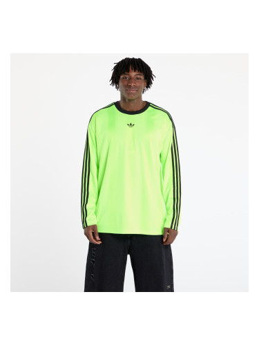 Джърси adidas Jacquard Jersey Long Sleeve Tee Neon Green/ Black M