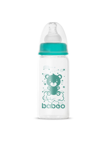 Baboo Anti-colic Glass Feeding Bottle Narrow Neck стъклено бебешко шише 0m+ 120 мл.