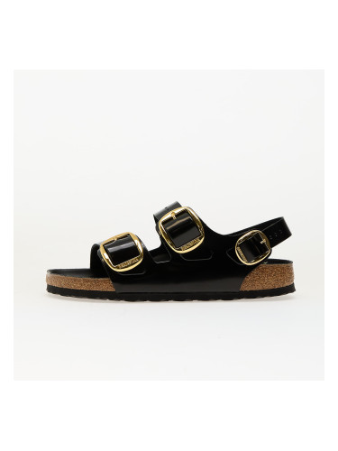 Birkenstock Milano Big Buckle Natural Leather Patent High-Shine Black 36