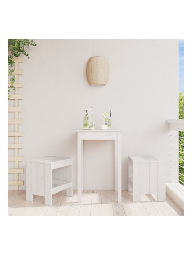 Sonata H Градински табуретки 2 бр бели 40x36x45 см борово дърво масив