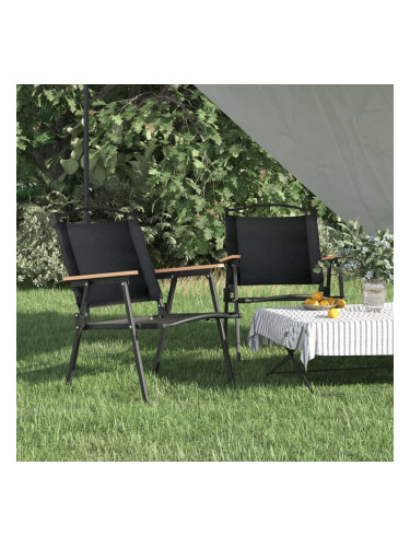 Sonata H Къмпинг столове 2 бр черни 54x55x78 см Оксфорд плат