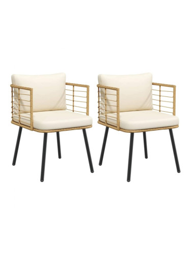 Sonata H Градински столове 2 бр. с възглавници Natural Poly Rattan