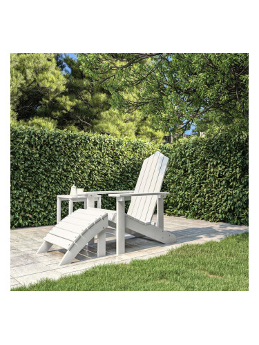 Sonata H Градински стол Adirondack с табуретка, HDPE, бял