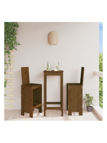 Sonata H Бар табуретки 2 бр меденокафяви 40x42x120 см бор масив