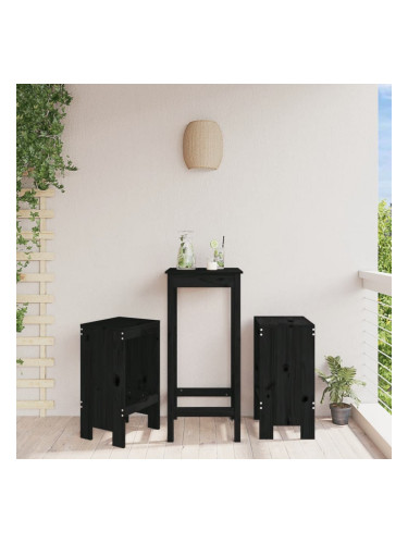 Sonata H Бар табуретки 2 бр черни 40x36x75 см борово дърво масив