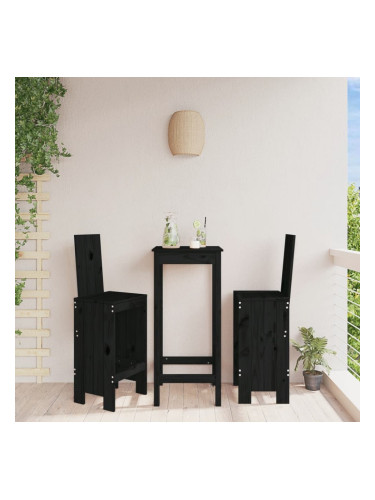 Sonata H Бар табуретки 2 бр черни 40x42x120 см борово дърво масив