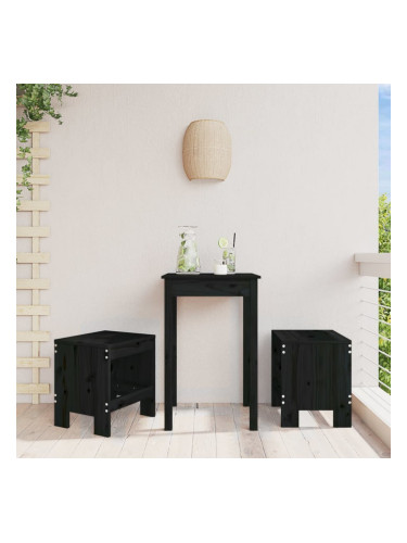 Sonata H Градински табуретки 2 бр черни 40x36x45 см борово дърво масив