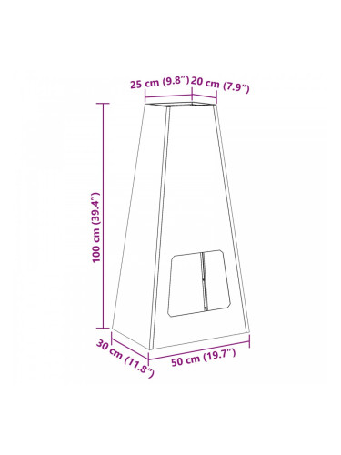 Sonata H Огнище Черно 50x35x100 см Стомана