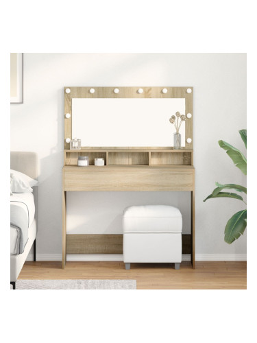 Sonata H Тоалетка с LED светлина Сонома дъб 100x41x135 см
