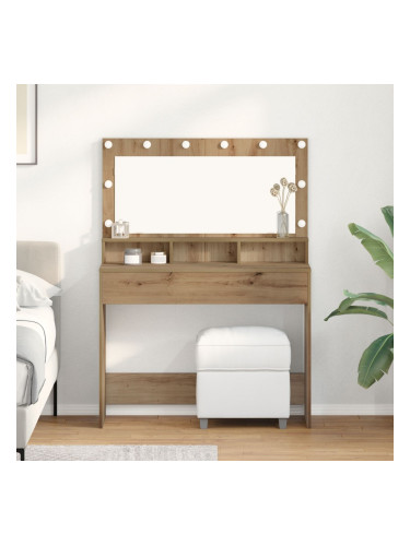 Sonata H тоалетна маса с LED светлини от Artisan дъб, 100x41x135 см