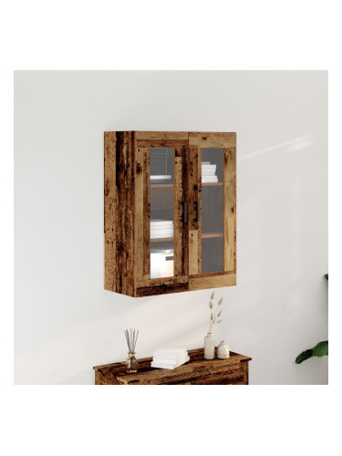 Sonata H Стенно шкафче  със стъклени врати - Стара дървесина - 69.5x34x90 см