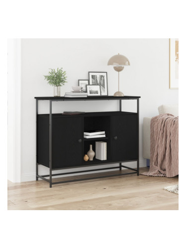 Sonata H Секретар Черен Дъб 100x35x80 см Инженерна Дървесина и Стомана