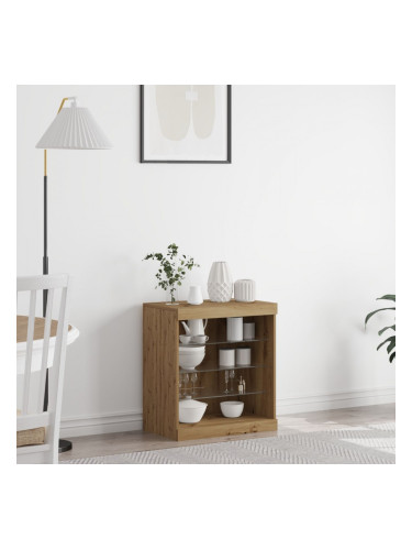 Sonata H Сайдборд с LED светлини Artisan дъб 60,5x37x67 см