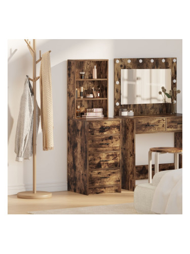 Sonata H Висок бюфет от опушен дъб 40x41x135 см от инженерна дървесина