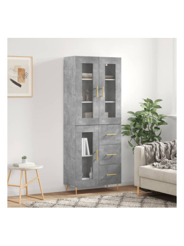 Sonata H Висок шкаф, бетонно сив, 69,5x34x180 см, инженерно дърво