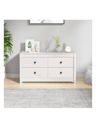 Sonata H Страничен шкаф бял 100x40x54 см борово дърво масив