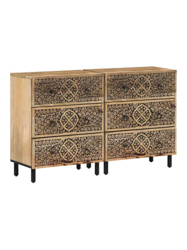Sonata H Странични шкафове 2 бр 60x33x75 см манго масивно дърво