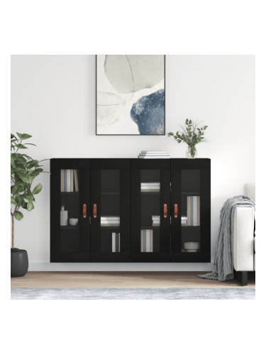 Sonata H Стенни шкафове, 2 бр, черни, инженерно дърво