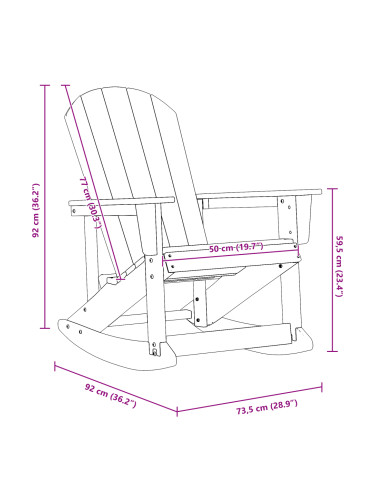 Sonata H Adirondack люлеещ стол Черен 73.5x92x90 см HDPE