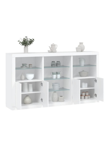 Sonata H Сайдборд с LED светлини, бял, 181,5x37x100 см