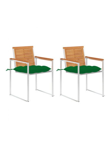 Sonata H Градински столове с възглавници, 2 бр, акация масив и стомана