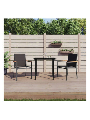 Sonata H Градински столове 2 бр черни 55x61,5x90 см Textilene и стомана
