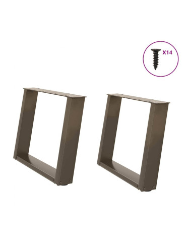Sonata H Крака за масичка за кафе, U-образни, 2 бр., естествена стомана, 60 x (42-43) см, стомана
