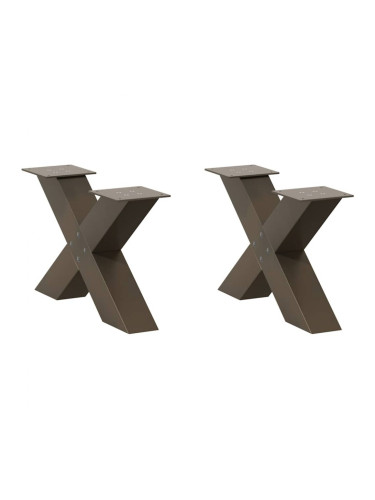Sonata H Крака за масичка за кафе, X-образни, 2 бр., естествена стомана, 60 x (30-31) см, стомана