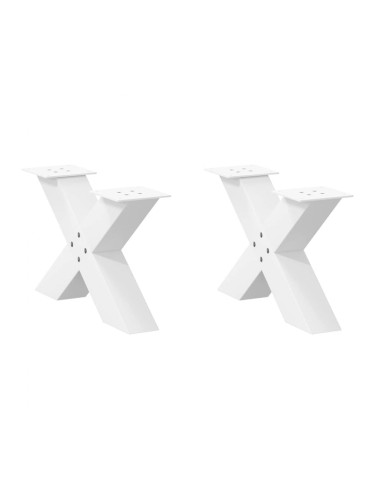 Sonata H Крака за масичка за кафе, X-образни, 2 бр., бели, 50 x (30-31) см, стомана