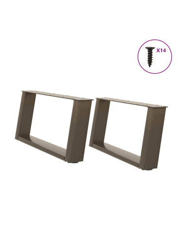 Sonata H Крака за масичка за кафе, U-образни, 2 бр., естествена стомана, 60 x (30-31) см, стомана