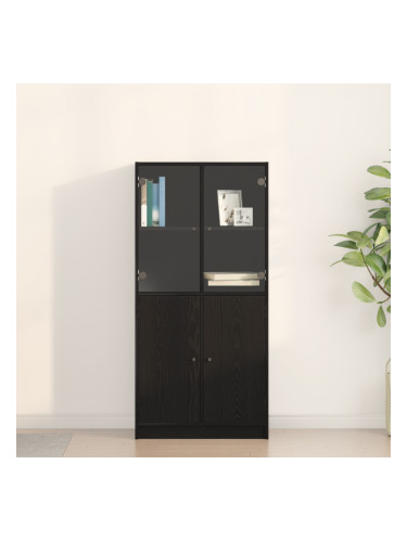 Sonata H Висок шкаф с врати Черен дъб 68x37x142 см Инженерна дървесина