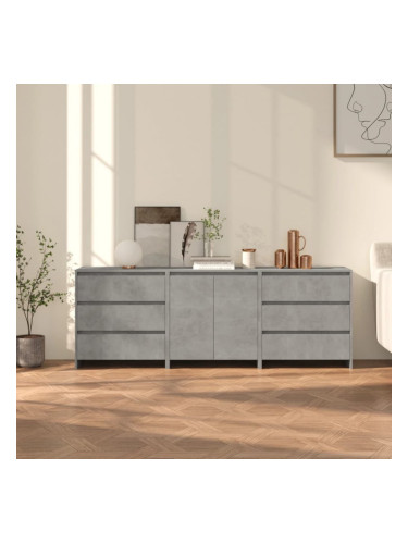 Sonata H Бюфети, 3 бр, бетонно сиво, инженерна дървесина