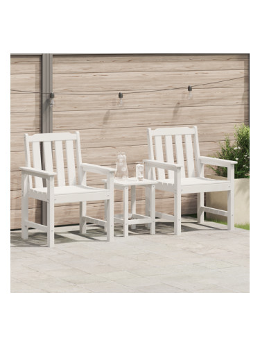 Sonata H Градински Dining Chairs 2 бр Бял HDPE