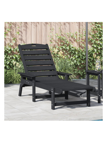 Sonata H Слънчев шезлонг Черен 53x162x98.5 см HDPE