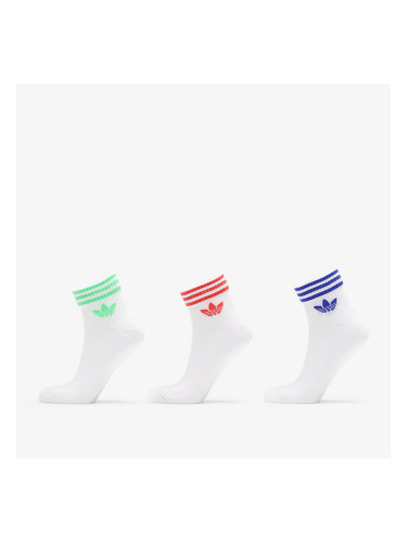 adidas 3S Ankle S 3-Pack White/ Lucid Blue/ Scrgrn L