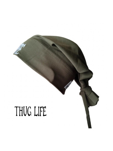 Бийни шапка в цвят каки с бродерия Thug life Beanie Street Knowledge