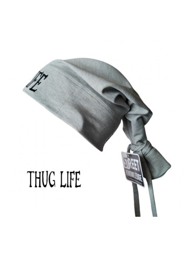 Бийни шапка в сиво с бродерия Thug life Beanie Street Knowledge