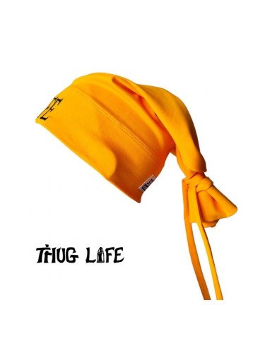 Бийни шапка в жълто с бродерия Thug life tattoo Street Knowledge