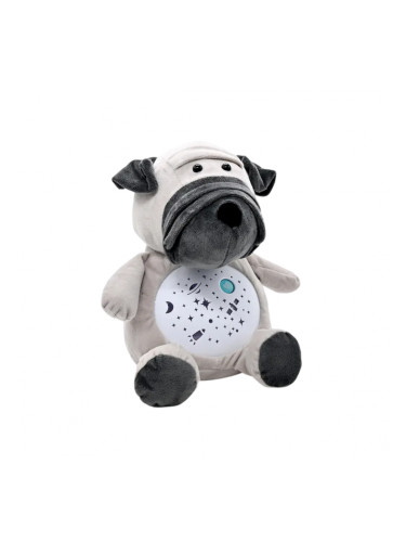Плюшена играчка Куче с проектор и музика, сиво, 30 см