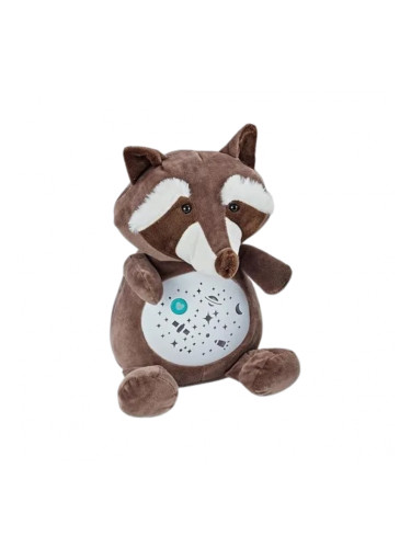 Плюшена играчка Енот с проектор и музика, кафяв, 30 см