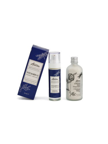 ЕНЗИМНА ПОЧИСТВАЩА ПУДРА С ПРОБИОТИK + ОЗАРЯВАЩ КРЕМ ЗА ЛИЦЕ С ВИТАМИН C