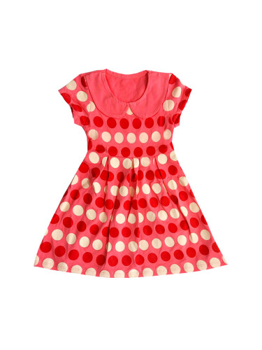 Детска рокля с къс ръкав в розово на точки 924441